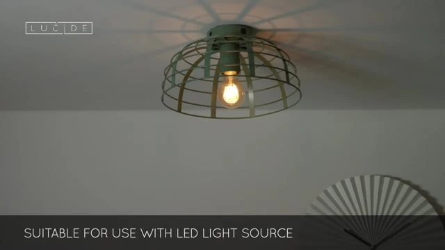 Lucide Elodie 30cm Flush Ceiling Light - Turquoise 4 Lucide Elodie 30cm Flush Ceiling Light - Turquoise - Image 4