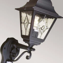 Elstead Norfolk Outdoor Lantern Wall Light With PIR Sensor - Black -Home Lighting Store 26251 013