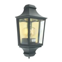 Norlys Turin Outdoor Half Lantern Wall Light - Black