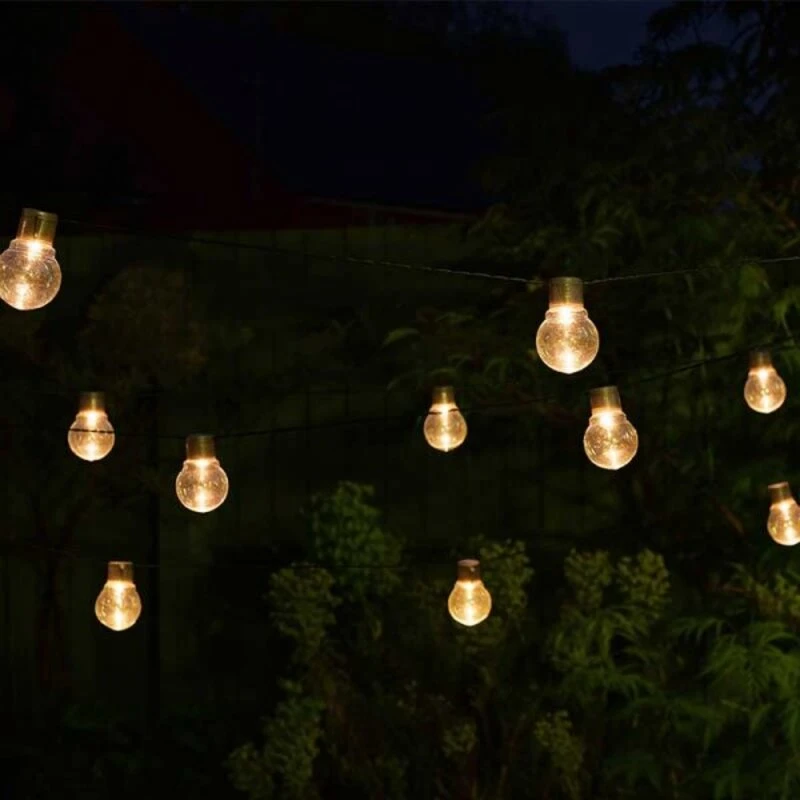 10M Solar Warm White LED Festoon Lights - 20 Lights 1 10M Solar Warm White LED Festoon Lights - 20 Lights
