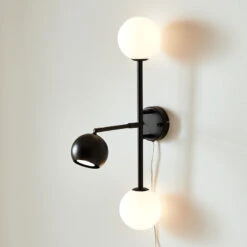 Beside 3 Arm Wall Light With Plug - Black & White -Home Lighting Store 400345 12