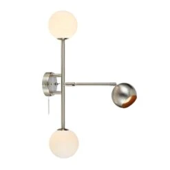 Beside 3 Arm Wall Light With Plug - Chrome