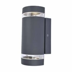 Lutec Focus Outdoor Up & Down Wall Light With Dusk To Dawn Sensor - Dark Grey