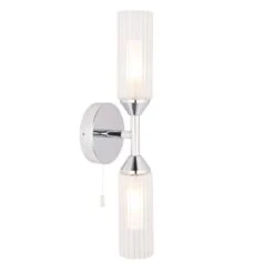 Edit Flute Bathroom Twin Wall Light - Polished Chrome