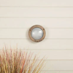 Edit Coastal Porthole Outdoor Flush Wall Light - Pewter