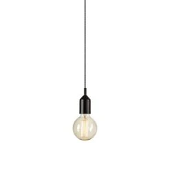 Bronx Ceiling Pendant Lamp Holder With Plug - Black