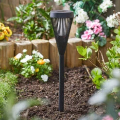 Suri Solar LED Flaming Stake Light - Pack Of 4 - Black -Home Lighting Store 403539 13