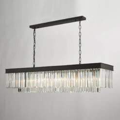 Dar Celeus 6 Light Crystal Bar Pendant Light - Black -Home Lighting Store 403583 007