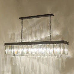Dar Celeus 6 Light Crystal Bar Pendant Light - Black -Home Lighting Store 403583 008