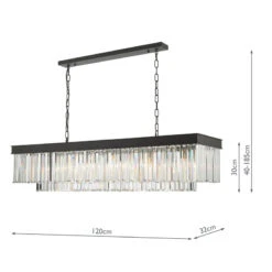 Dar Celeus 6 Light Crystal Bar Pendant Light - Black -Home Lighting Store 403583 0dia