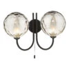 Dar Jared 2 Light Wall Light With Smoked Glass- Matt Black