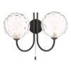 Dar Jared 2 Light Wall Light With Clear Glass- Matt Black