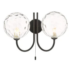 Dar Jared 2 Light Wall Light With Clear Glass- Matt Black