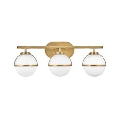 Hinkley Hollis 3 Light Bathroom Wall Light With Opal Glass - Aged Brass