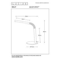 Lucide Gilly 3W LED Desk Light - Black -Home Lighting Store 404289 DIA