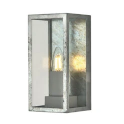 Searchlight Coastal Box II Half Lantern Outdoor Wall Light - Galvanised Steel