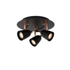 Lucide Ride LED 3 Light Spotlight Plate - Black & Copper