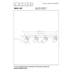 Lucide Ride LED 4 Light Bar Spotlight Plate - Black & Copper -Home Lighting Store 40817 DIA