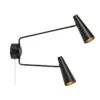 Peak Twin Wall Light With Plug - Black
