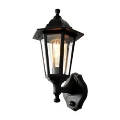 Forum Coastal Bianca Outdoor Lantern Wall Light With PIR Sensor - Black
