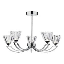 Dar Vito 5 Arm Semi-Flush Ceiling Light - Polished Chrome
