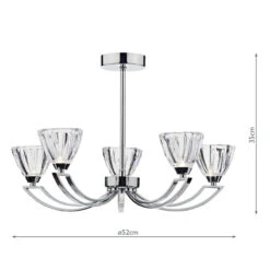 Dar Vito 5 Arm Semi-Flush Ceiling Light - Polished Chrome -Home Lighting Store 41779 0dia