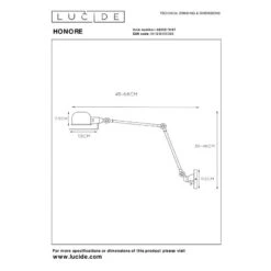 Lucide Honore Long Arm Adjustable Wall Light - Rust Brown -Home Lighting Store 41944 DIA