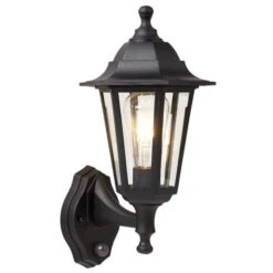 Searchlight Garrett Coach Lantern Outdoor Wall Light With PIR Sensor - Black -Home Lighting Store 42867 02 1