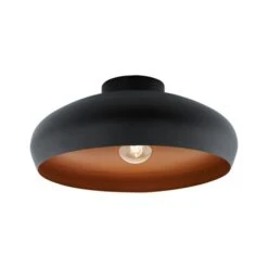 Eglo Mogano Flush Ceiling Light - Black And Copper