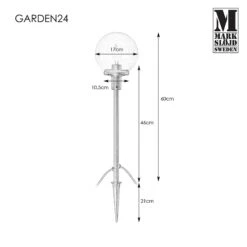 Garden 24V Globe LED Stake Light - Black -Home Lighting Store 43550 Dia 1