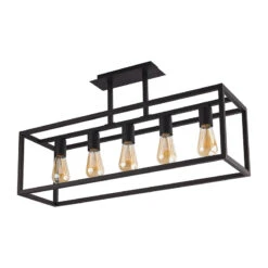 Edit Crate 5 Light Semi-Flush Bar Ceiling Pendant – Black