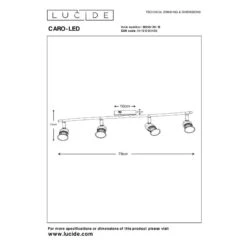 Lucide Caro 4 Light Spotlight Bar - Satin Chrome 8 Lucide Caro 4 Light Spotlight Bar - Satin Chrome -Home Lighting Store 44653 DIA