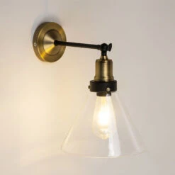 Edit Factory Glass Wall Light - Antique Brass