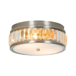 Edit Crystal Flush Ceiling Light - Brushed Nickel -Home Lighting Store 45633 01