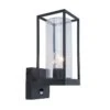 Lutec Flair Outdoor Lantern Wall Light With PIR Sensor - Black Aluminium