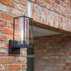 Lutec Flair Outdoor Lantern Wall Light With PIR Sensor - Black Aluminium -Home Lighting Store 45666 12