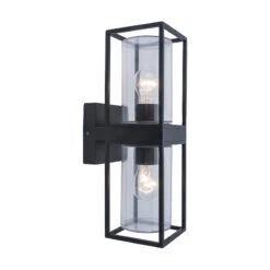 Lutec Flair Outdoor Up & Down Wall Light - Matt Black