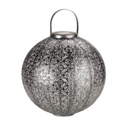 Jumbo Damasque Outdoor Solar LED Lantern - Silver -Home Lighting Store 45753 01