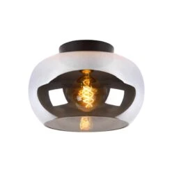 Lucide Judi Glass Flush Ceiling Light - Smoked