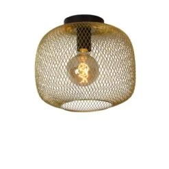Lucide Mesh Flush Ceiling Light - Satin Brass