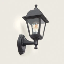 Edit Coastal Sennen Outdoor Lantern Wall Light With PIR Sensor - Black -Home Lighting Store 46268 001
