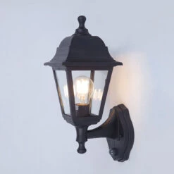 Edit Coastal Sennen Outdoor Lantern Wall Light With Dusk To Dawn Sensor - Black -Home Lighting Store 46269 11
