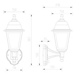 Edit Coastal Sennen Outdoor Lantern Wall Light With Dusk To Dawn Sensor - Black -Home Lighting Store 46269 dia