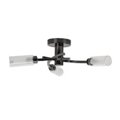 Edit Claudia 3 Arm Semi-Flush Ceiling Light - Black