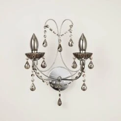 Searchlight Luna Twin Bathroom Wall Light - Smoked