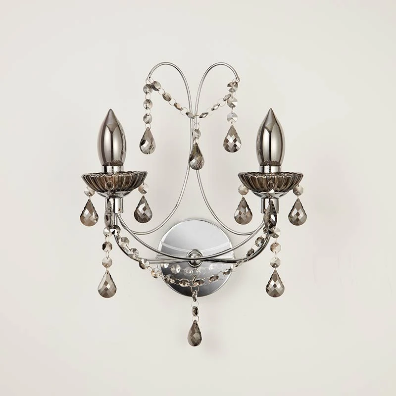 Searchlight Luna Twin Bathroom Wall Light - Smoked 1 Searchlight Luna Twin Bathroom Wall Light - Smoked