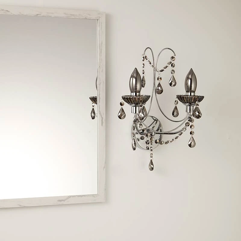 Searchlight Luna Twin Bathroom Wall Light - Smoked 4 Searchlight Luna Twin Bathroom Wall Light - Smoked - Image 4