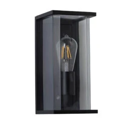 Searchlight Ashby Half Lantern Outdoor Wall Light With Dusk To Dawn Sensor - Black -Home Lighting Store 46532 04