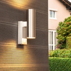 Edit Pimlico Outdoor Up & Down Wall Light With PIR Sensor - Stainless Steel -Home Lighting Store 48123 E12