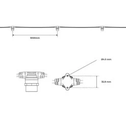 20M Connectable Festoon Lights - 20 Black Bulb Holders -Home Lighting Store 48394 Dia